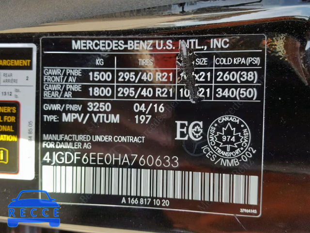 2017 MERCEDES-BENZ GLS 450 4M 4JGDF6EE0HA760633 зображення 9
