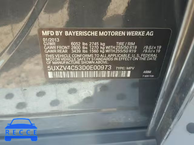 2013 BMW X5 XDRIVE3 5UXZV4C53D0E00973 image 9