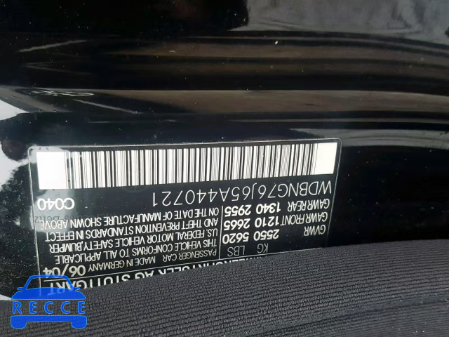 2005 MERCEDES-BENZ S 600 WDBNG76J65A440721 Bild 9