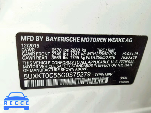 2016 BMW X5 XDR40E 5UXKT0C55G0S75279 зображення 9
