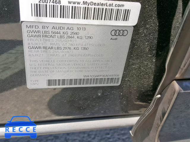 2014 AUDI SQ5 PREMIU WA1CGAFP3EA049708 image 9