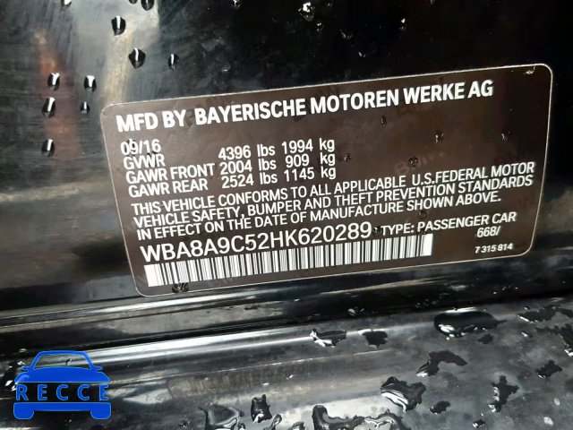 2017 BMW 320 I WBA8A9C52HK620289 image 9
