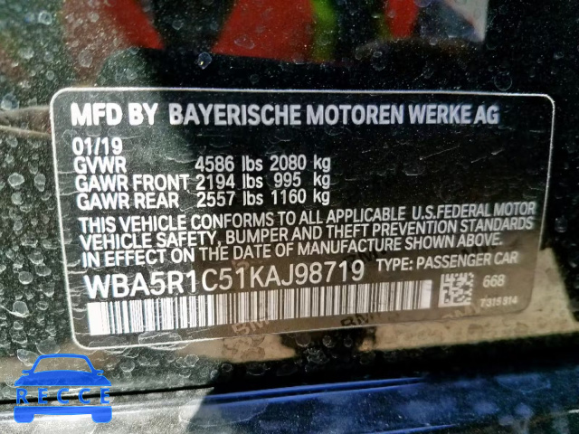 2019 BMW 330I WBA5R1C51KAJ98719 image 9