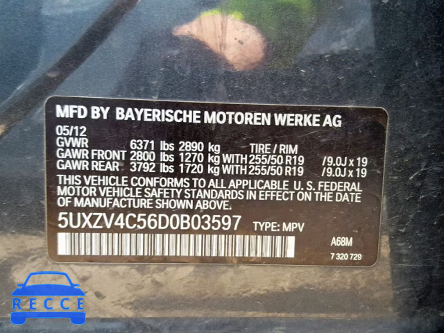 2013 BMW X5 XDRIVE3 5UXZV4C56D0B03597 image 9
