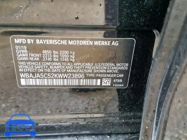 2019 BMW 530 I WBAJA5C52KWW23896 image 9