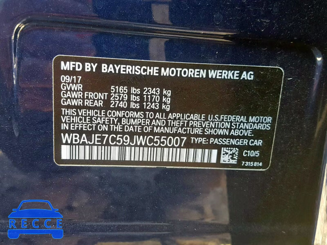 2018 BMW 540 XI WBAJE7C59JWC55007 image 9