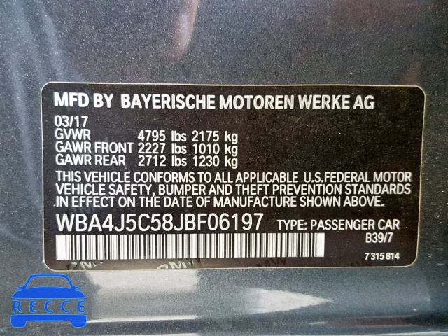 2018 BMW 440I GRAN WBA4J5C58JBF06197 Bild 9