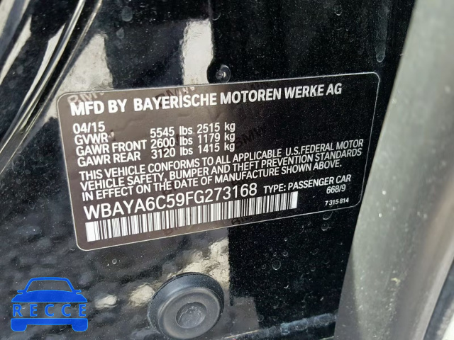 2015 BMW 740 I WBAYA6C59FG273168 image 9