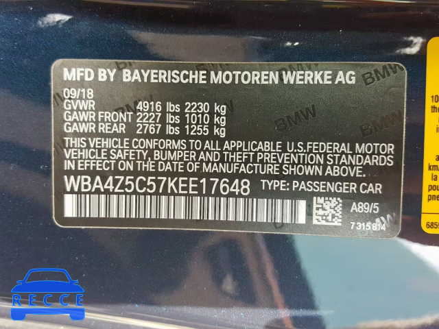 2019 BMW 440I WBA4Z5C57KEE17648 image 9