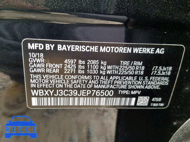 2018 BMW X2 SDRIVE2 WBXYJ3C39JEP76500 image 9