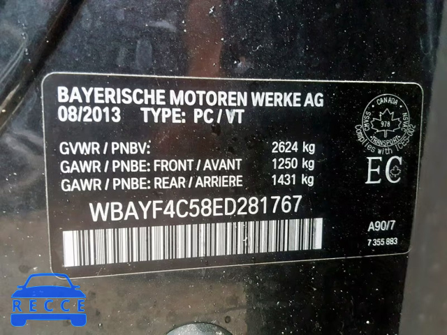 2014 BMW 740 LXI WBAYF4C58ED281767 зображення 9