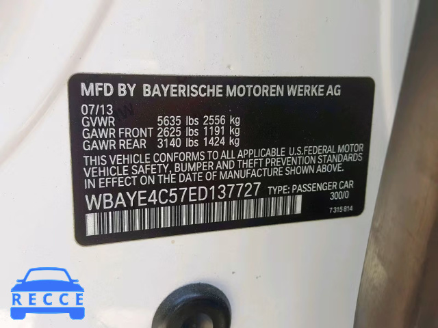 2014 BMW 740 LI WBAYE4C57ED137727 image 9