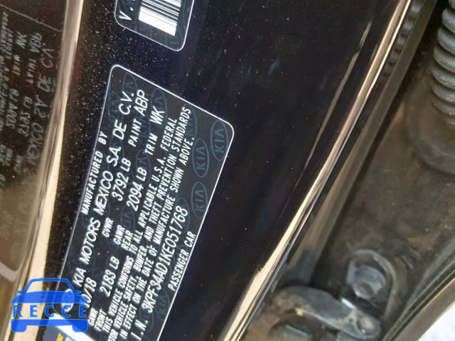 2019 KIA FORTE GT L 3KPF34AD1KE051768 image 9