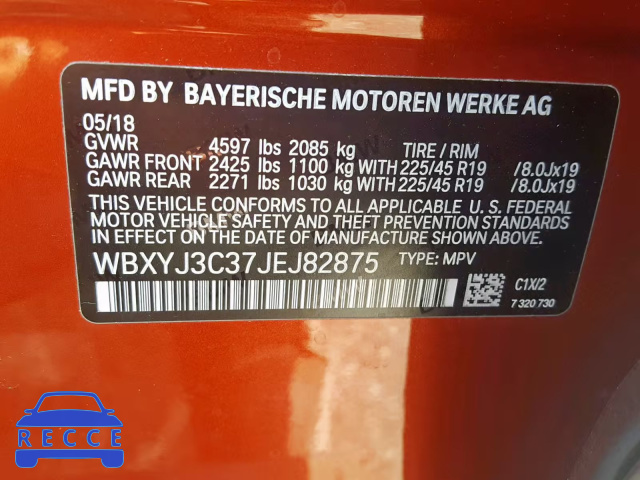 2018 BMW X2 SDRIVE2 WBXYJ3C37JEJ82875 зображення 9