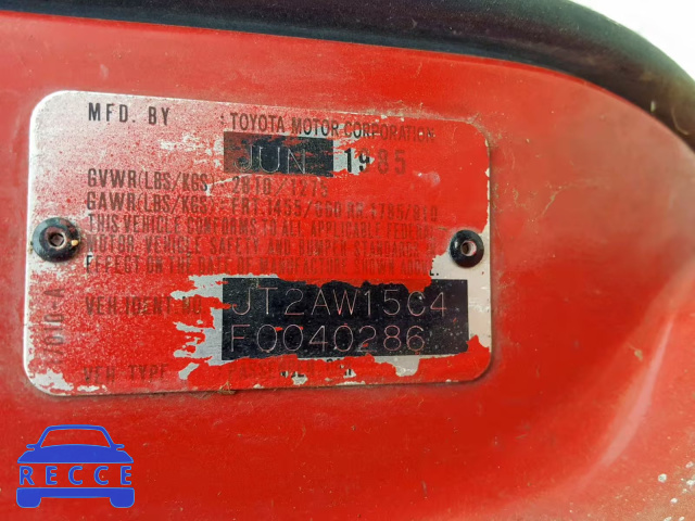 1985 TOYOTA MR2 JT2AW15C4F0040286 image 9