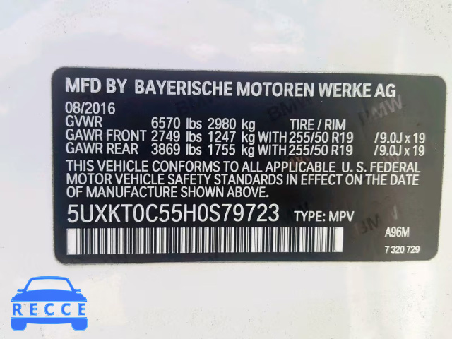 2017 BMW X5 XDR40E 5UXKT0C55H0S79723 зображення 9