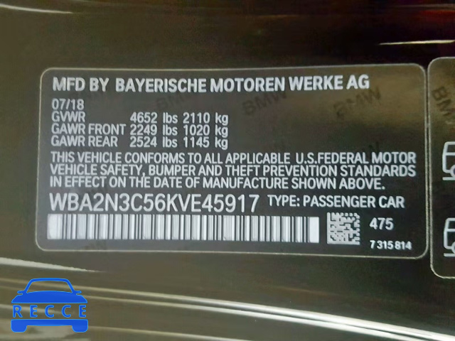 2019 BMW M240XI WBA2N3C56KVE45917 image 9
