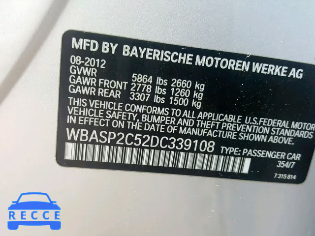 2013 BMW 535 XIGT WBASP2C52DC339108 зображення 9