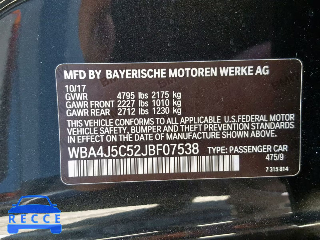 2018 BMW 440I GRAN WBA4J5C52JBF07538 image 9