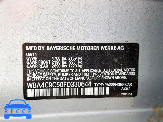 2015 BMW 428 XI WBA4C9C50FD330644 зображення 9