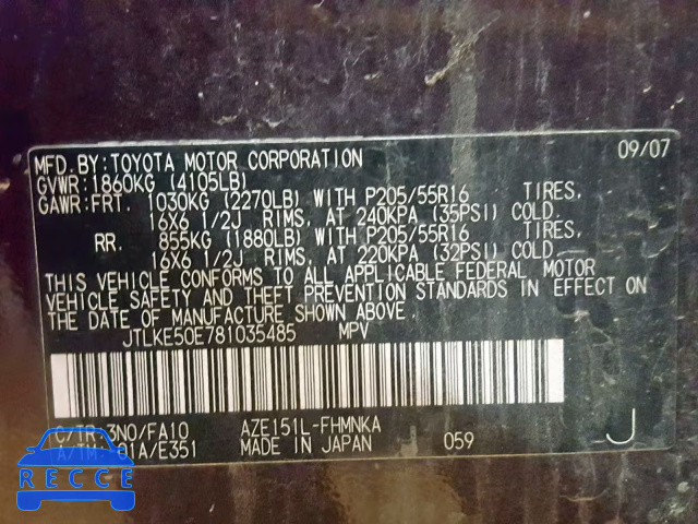 2008 TOYOTA XB JTLKE50E781035485 Bild 9