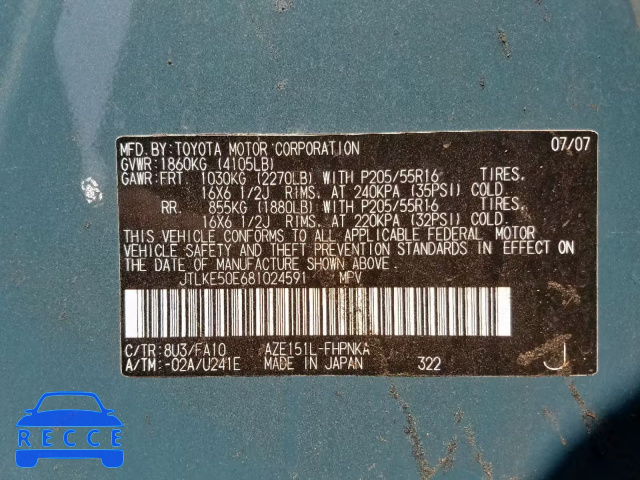 2008 TOYOTA XB JTLKE50E681024591 Bild 9