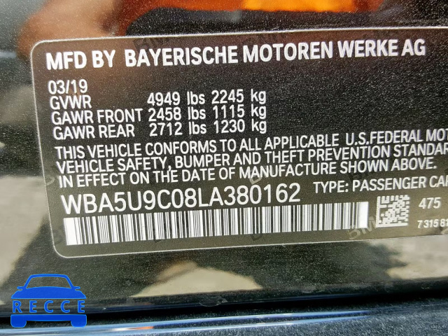 2020 BMW M340XI WBA5U9C08LA380162 image 9