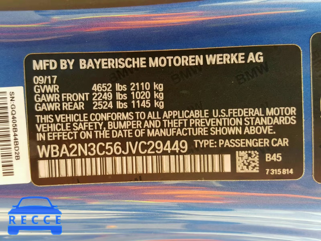 2018 BMW M240XI WBA2N3C56JVC29449 image 9