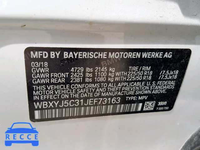 2018 BMW X2 XDRIVE2 WBXYJ5C31JEF73163 Bild 9