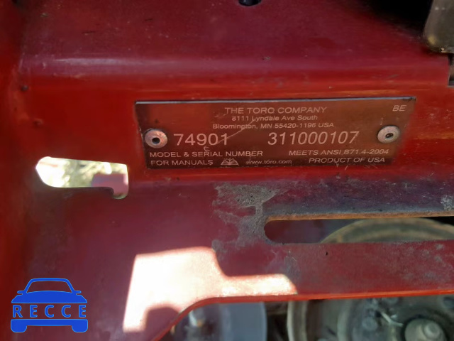 2012 TORO LAWNMOWER 311000107 image 9