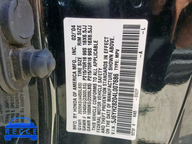 2004 HONDA ELEMENT DX 5J6YH28204L007686 image 9