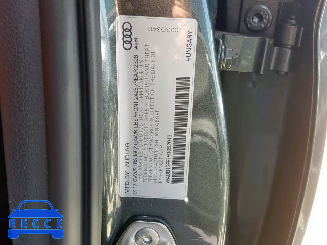 2017 AUDI S3 PREMIUM WAUB1GFF7H1052013 image 9