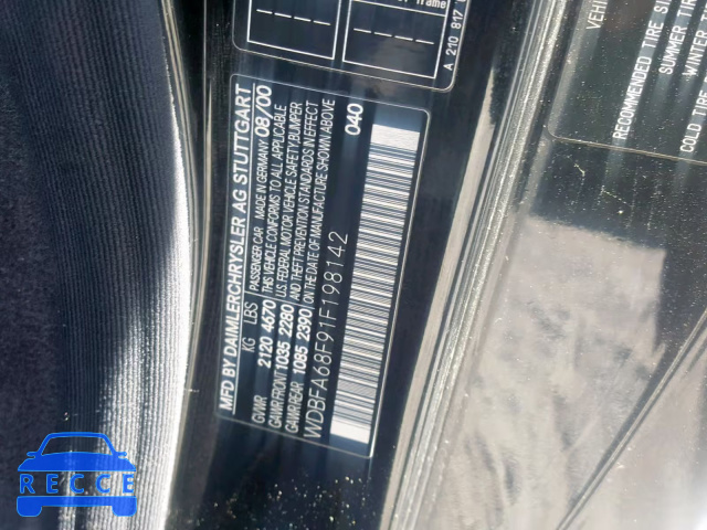 2001 MERCEDES-BENZ SL 500 WDBFA68F91F198142 image 9
