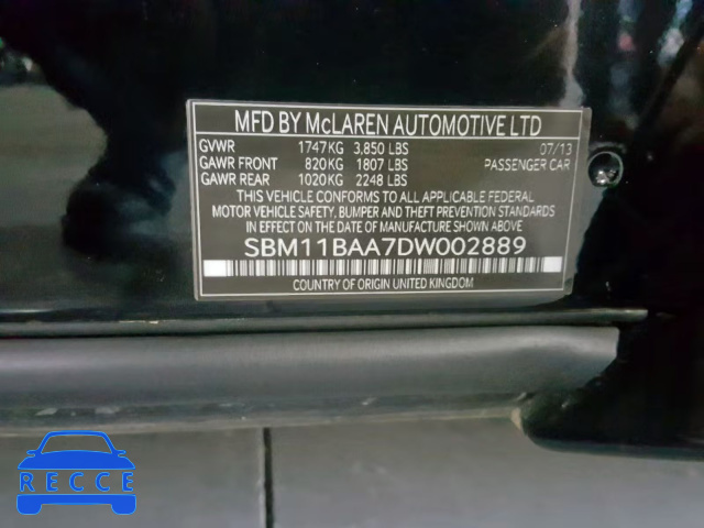 2013 MCLAREN AUTOMATICOTIVE MP4-12C SP SBM11BAA7DW002889 Bild 9