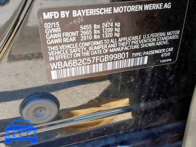 2015 BMW 650 I WBA6B2C57FGB99801 Bild 9