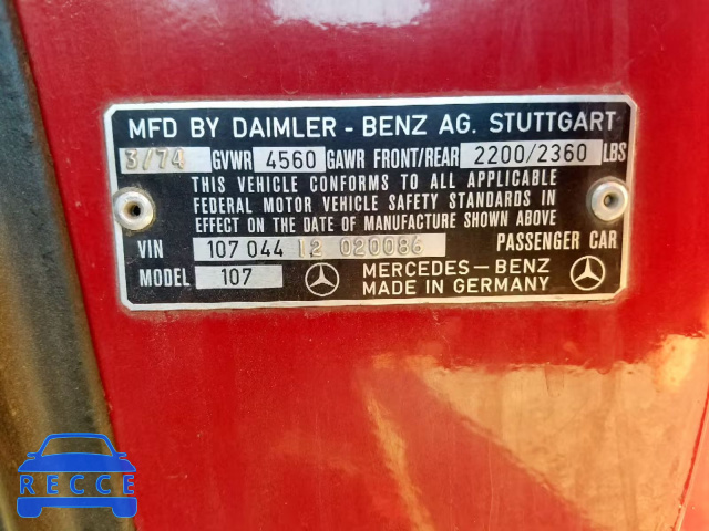 1974 MERCEDES-BENZ 450 10704412020086 image 9