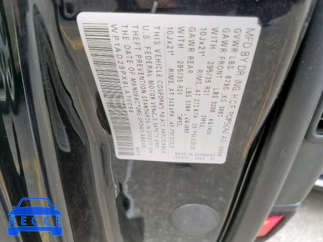 2008 PORSCHE CAYENNE GT WP1AD29PX8LA75088 image 9