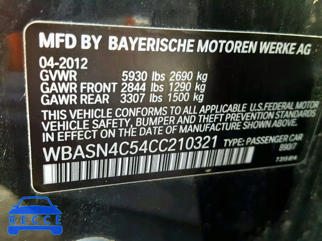 2012 BMW 550 IGT WBASN4C54CC210321 зображення 9