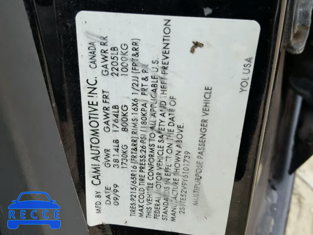 2000 SUZUKI VITARA JS 2S3TE52V9Y6101739 image 9