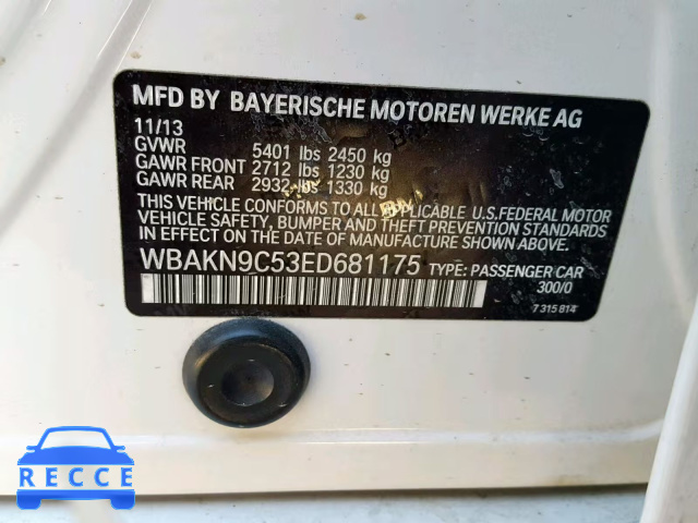 2014 BMW 550 I WBAKN9C53ED681175 зображення 9