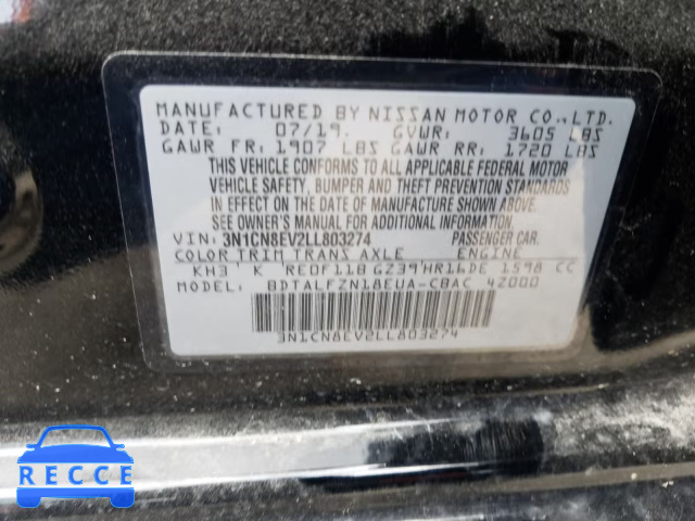 2020 NISSAN VERSA SV 3N1CN8EV2LL803274 image 9