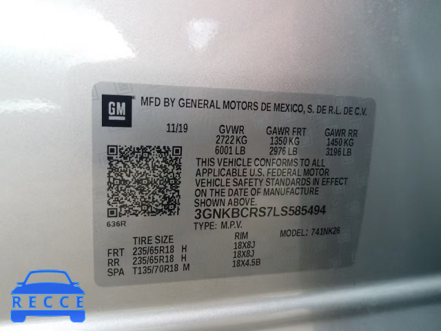 2020 CHEVROLET BLAZER 2LT 3GNKBCRS7LS585494 image 9