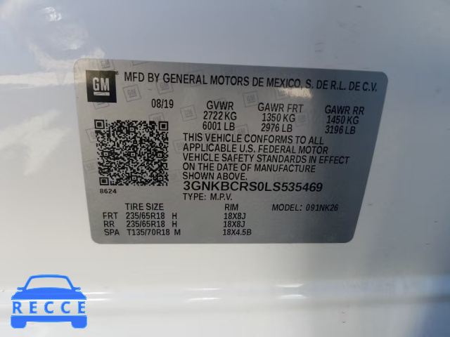 2020 CHEVROLET BLAZER 2LT 3GNKBCRS0LS535469 image 9