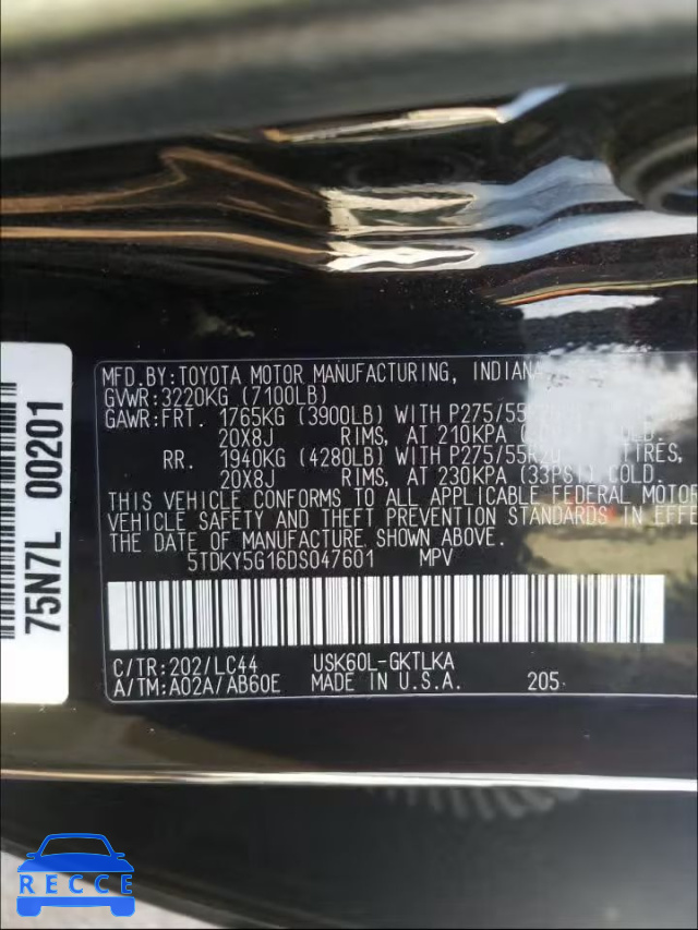 2013 TOYOTA SEQUOIA LI 5TDKY5G16DS047601 image 9