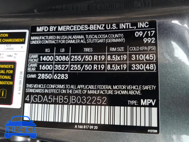 2018 MERCEDES-BENZ GLE 350 4M 4JGDA5HB5JB032252 зображення 9