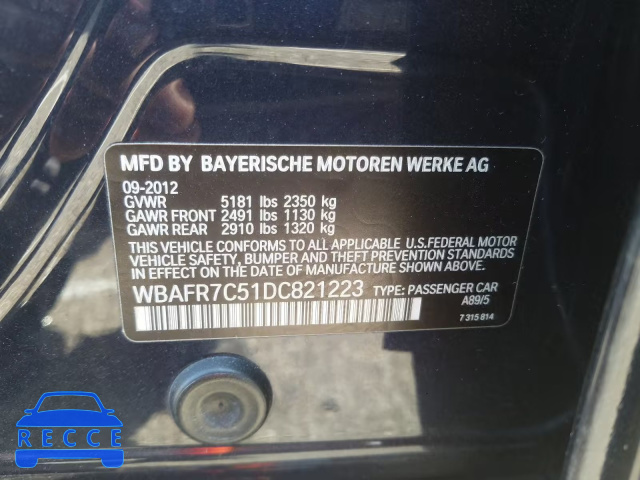 2013 BMW 535 I WBAFR7C51DC821223 image 9