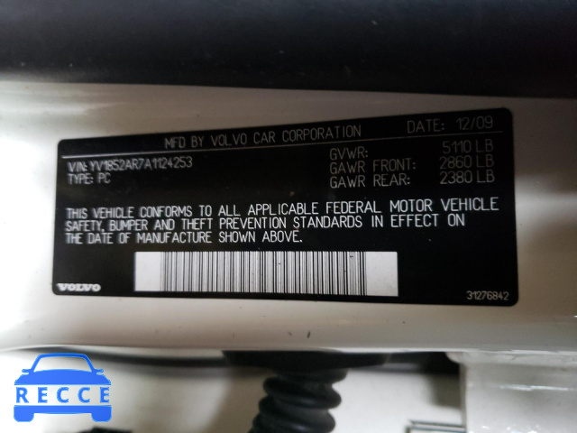 2010 VOLVO S80 V8 YV1852AR7A1124253 image 9