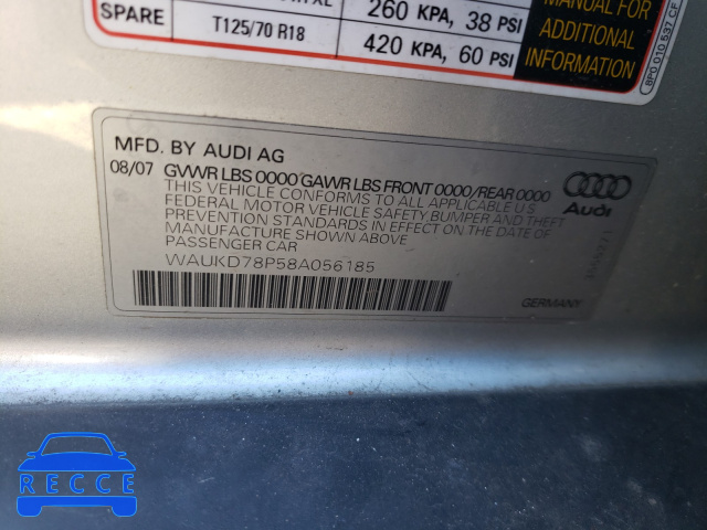 2008 AUDI A3 S-LINE WAUKD78P58A056185 image 9