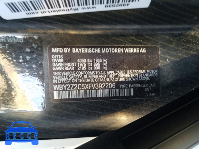 2015 BMW I8 WBY2Z2C5XFV392206 image 9