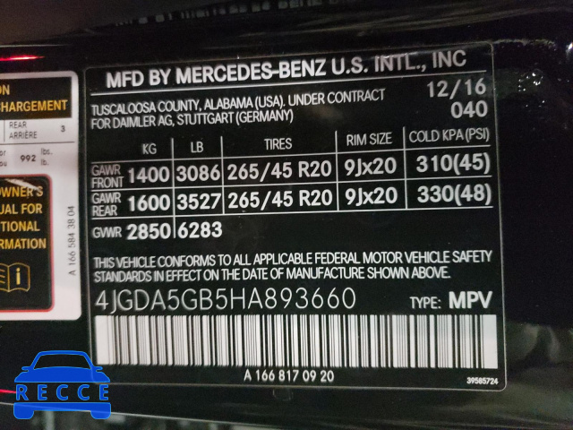 2017 MERCEDES-BENZ GLE 400 4M 4JGDA5GB5HA893660 зображення 9